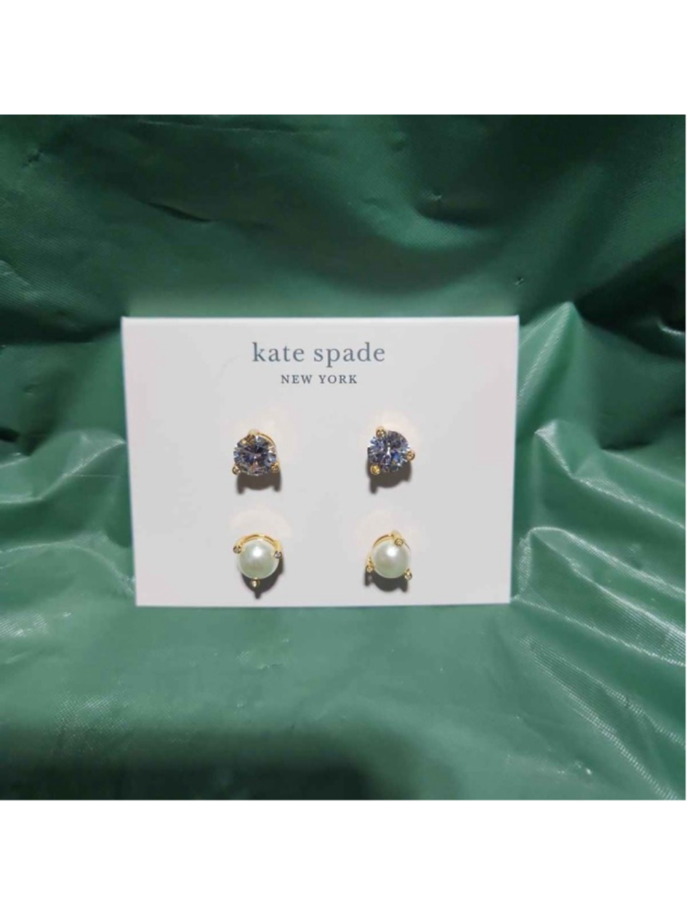 Kate Spade NY Pearl & CZ Stud Earrings Set 2 Pairs